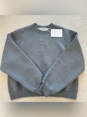 NWT Alexander Wang Gray Crewneck Sweatshirt with Embroidered 'wang' Logo